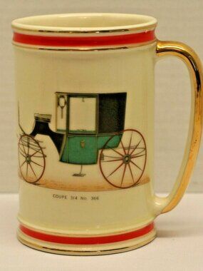 VTG Hyalyn 620 Ceramic Stein Mug Coupe 3/4 No. 366 Auto Gold Tone Handle Rim EUC